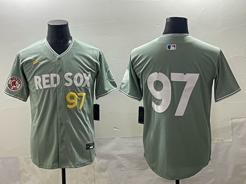 Men 2025 Boston Red Sox #97 No Name Green Nike MLB Jersey style 08